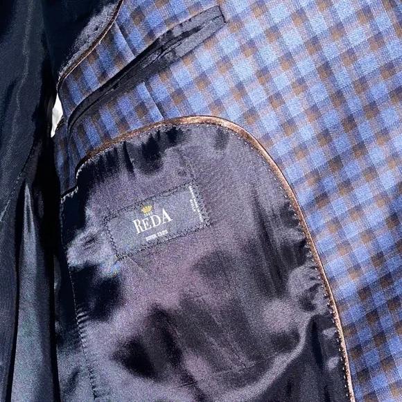 Lubiam Italy Reda 1865 Super 130s Wool Blazer Blue Check Sport Coat NWOT - Picture 6 of 12